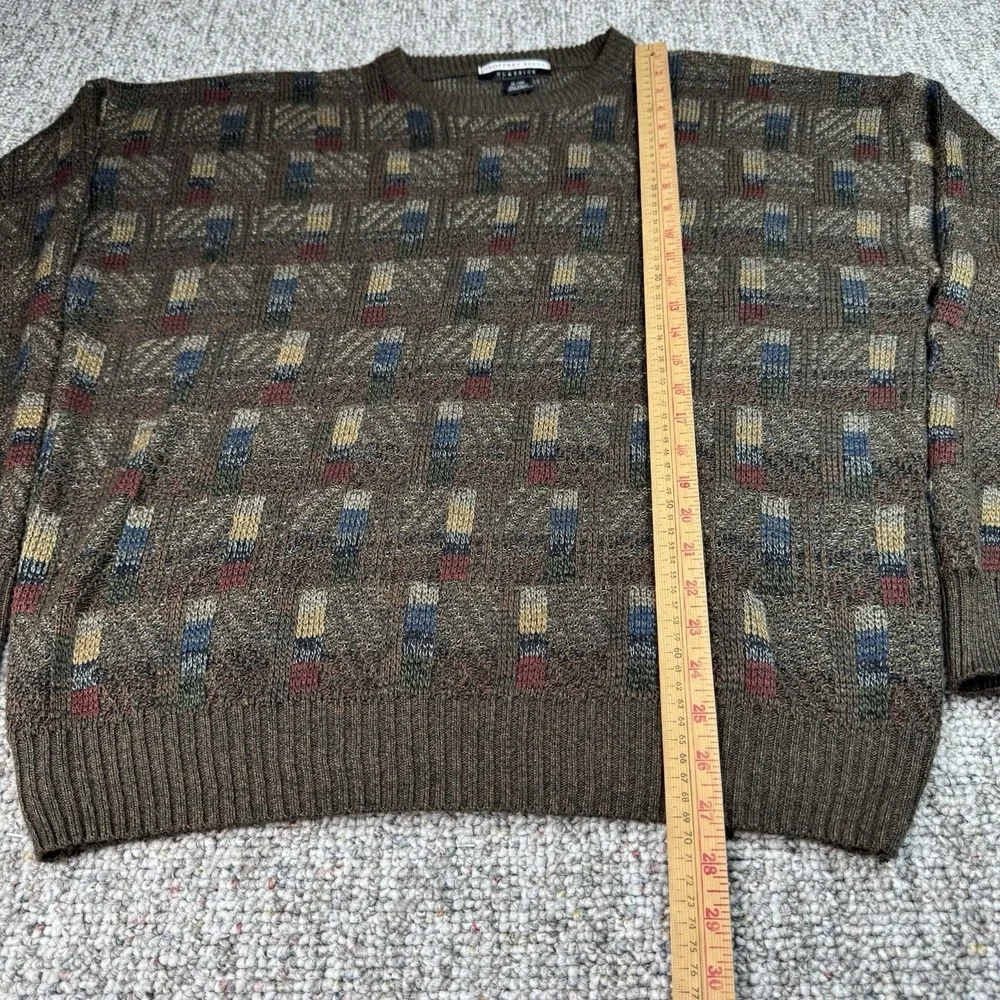 Vintage Geoffrey Beene Classics Sweater Mens XL Acrylic Geometric Pullover Brown